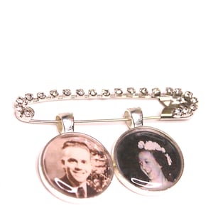 Personalized Bridal Bouquet Charm, Wedding Boutonniere Pin, Custom Photo Lapel Pin