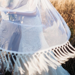 Boho Wedding Veil, Soft English Net Veil Champagne Ivory White Blush image 3