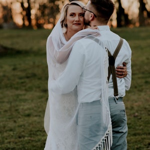 Boho Wedding Veil, Soft English Net Veil Champagne Ivory White Blush image 4