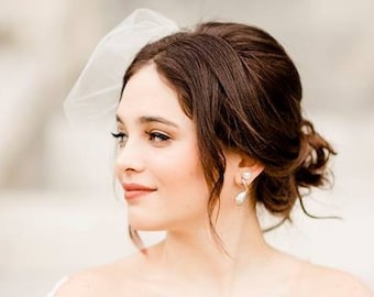 Bruidsvogelkooi-bruidssluier: 9 inch tule blusher, bruiloftsaccessoire