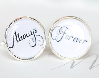 Groom Wedding Cuff Links, Anniversary Gift for Him, Always and Forever