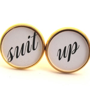 Suit Up, Groom Wedding Cuff Links, Groomsmen Gift