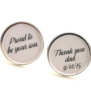 Father of the Groom Gift, Wedding Cufflinks, Gift From Bride, Proud to Be Your Son, Personalized image 7