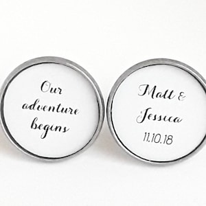 Wedding Adventure Begins, Personalized Groom Cuff Links, Wedding Gift from Bride