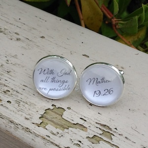 Gift for Him, Custom Cufflinks, Christian Jewelry Gift, Religious Anniversary Gift