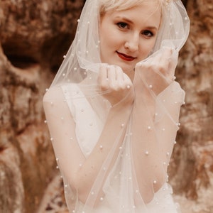 Wedding Veil, Pearl Veil, Fingertip Veil, Cathedral Veil image 5