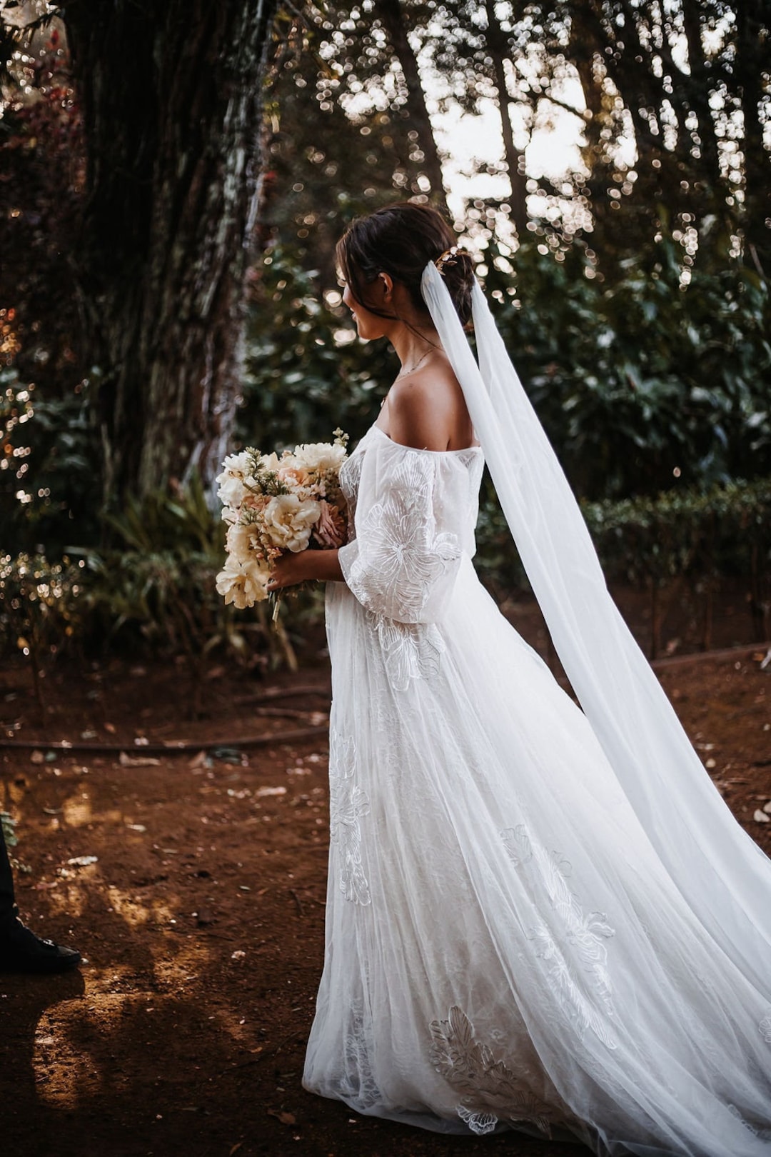 NWT Boho Wedding Veil Drape Soft Silk Chiffon ALISANNE | Draped Bridal Veil - All About Romance: Handmade  main image 3