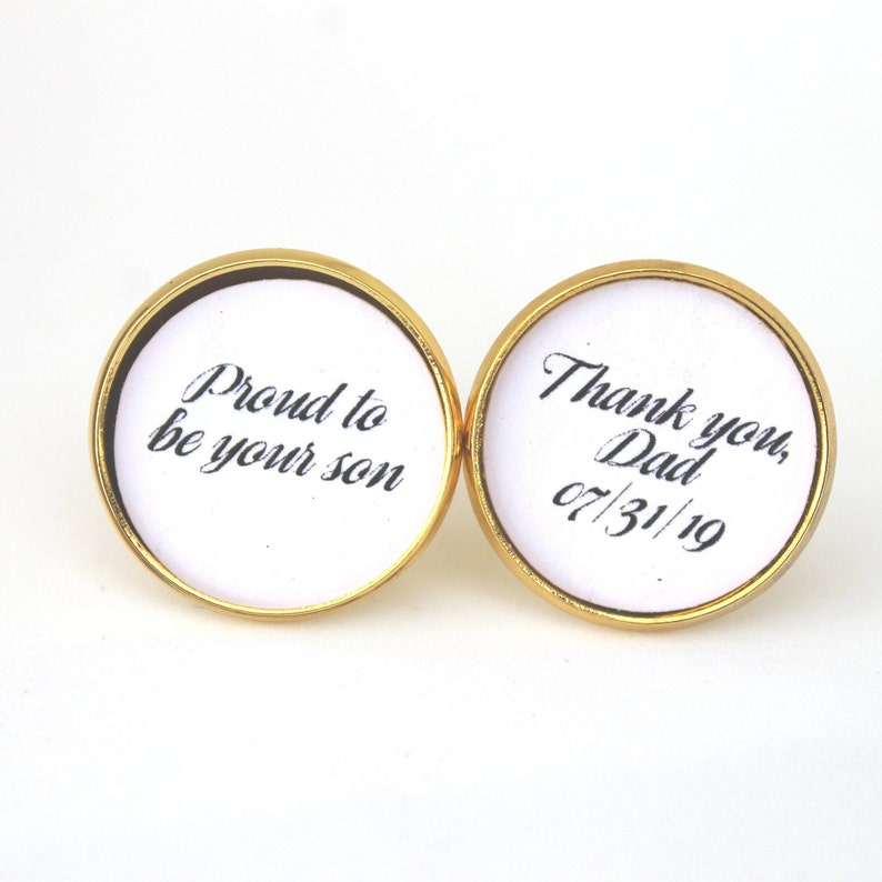 Father of the Groom Gift, Wedding Cufflinks, Gift From Bride, Proud to Be Your Son, Personalized image 4