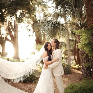 Boho Wedding Veil, Soft English Net Veil, Full Fringe