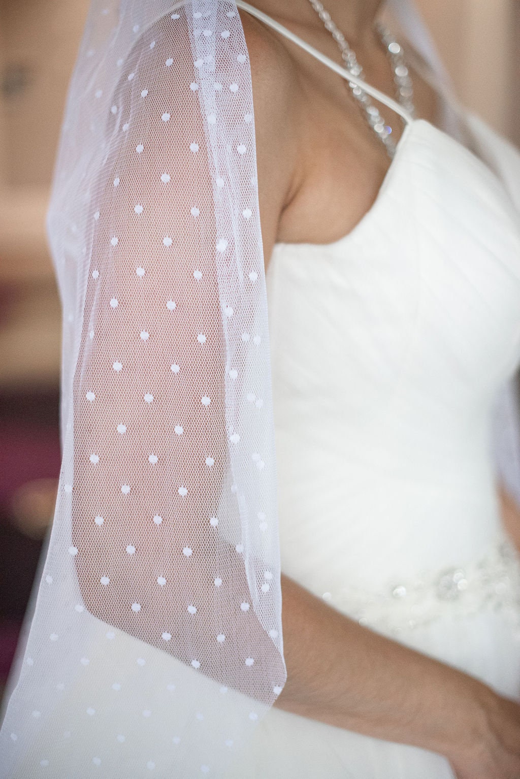 Super Soft Swiss Polka Dot Wedding Veil in Ivory - Etsy display picture 3