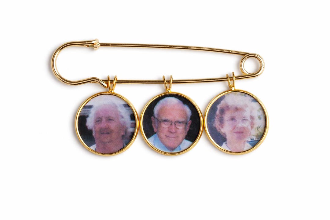 Gold Wedding Remembrance Pin, Custom Photo Lapel Pin, Personalized ...