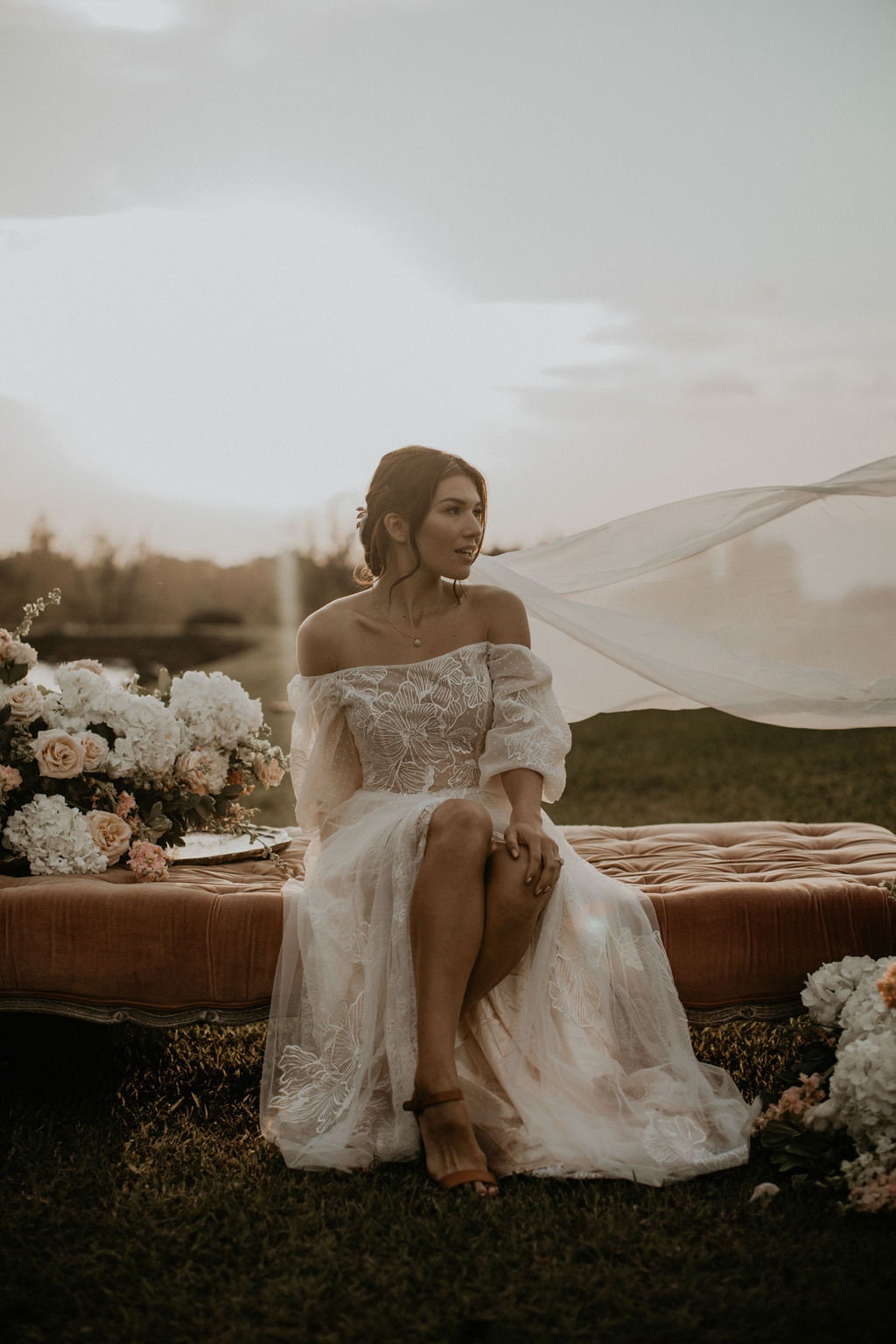 NWT Boho Wedding Veil Drape Soft Silk Chiffon ALISANNE | Draped Bridal Veil - All About Romance: Handmade  main image 4