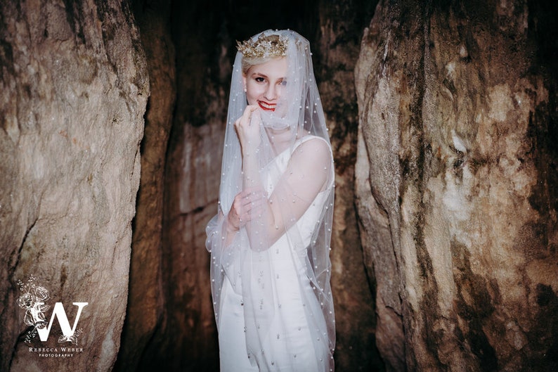 Wedding Veil, Pearl Veil, Fingertip Veil, Cathedral Veil image 9