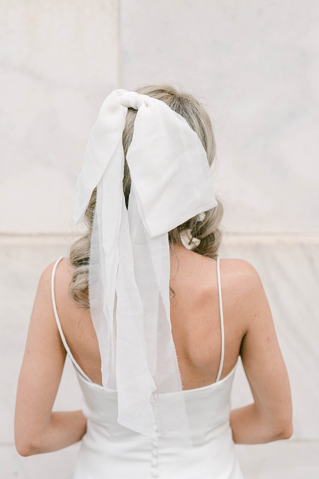 Wedding Veil Bow, Silk Chiffon Bow, Alternative Bridal Veil Etsy