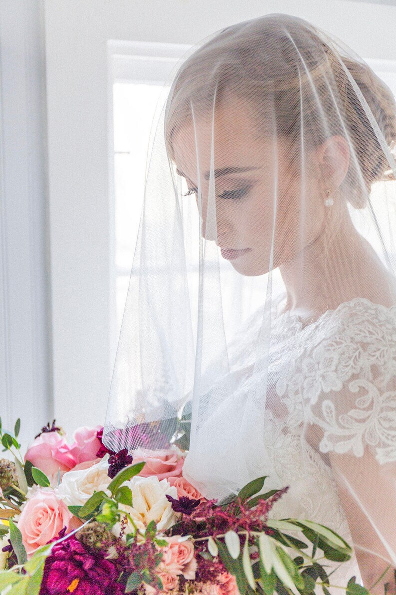 Katie Middleton Veil Drop Veil Soft Veil Bridal Veil Circle Veil Ivory Veil Wedding Veil English Net Veil Veil with Blusher