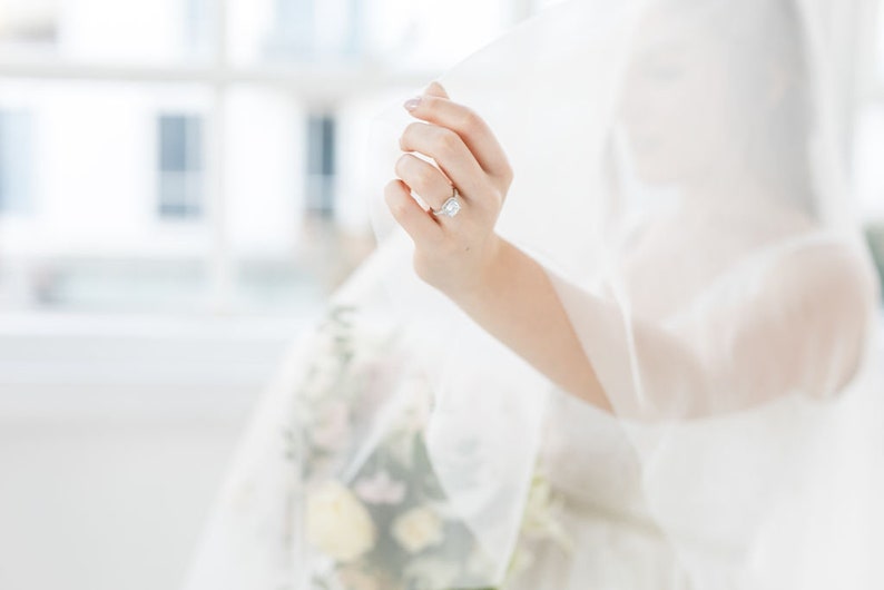Soft Wedding Veil, Cathedral Wedding Veil with Blusher, Drop Wedding Veil, English Net Tulle image 6