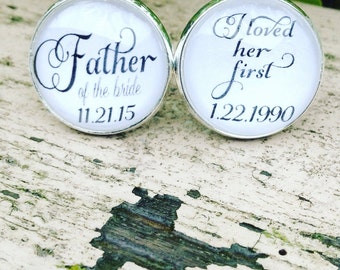 Father of the Bride Wedding Cufflinks, Personalized Wedding, Wedding Keepsake