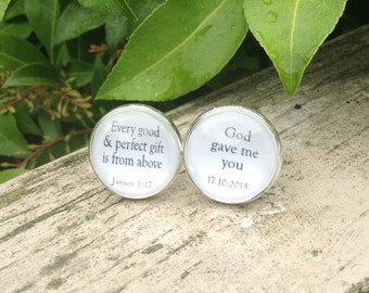 Personalized Wedding Date Cuff Links: God Gave Me You, Groom Gift
