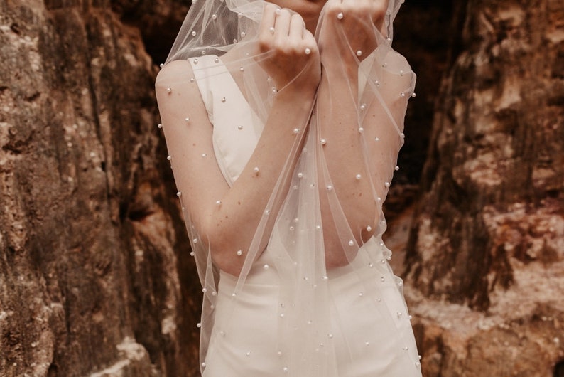 Wedding Veil, Pearl Veil, Fingertip Veil, Cathedral Veil image 7