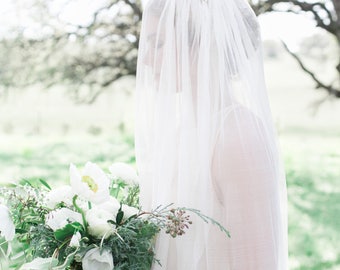 Silk Wedding Veil. Soft Bridal Veil. Ivory Veil