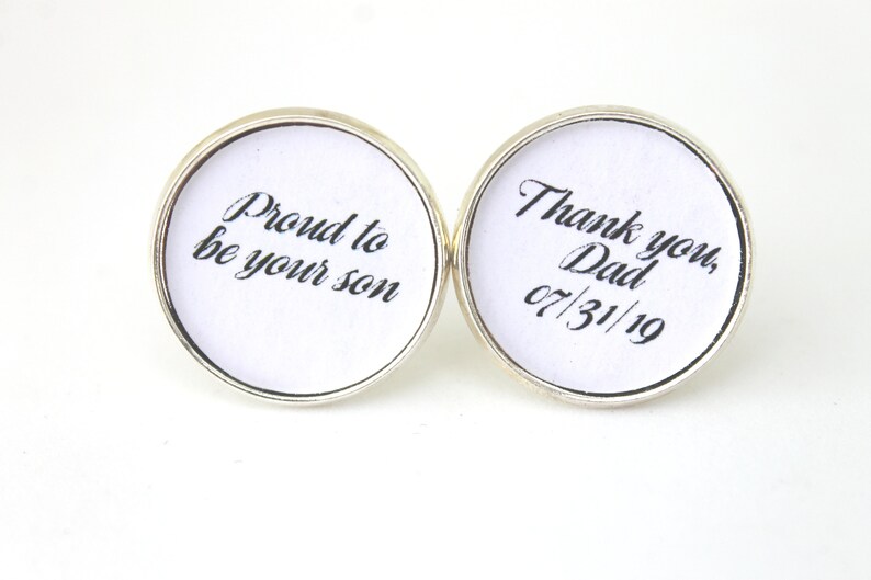 Father of the Groom Gift, Wedding Cufflinks, Gift From Bride, Proud to Be Your Son, Personalized image 1