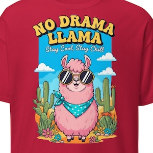 Cheerful No Drama Llama Top - Colorful Boho Tee