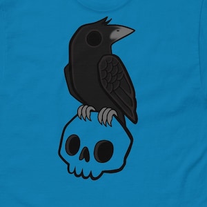 Raven and Skull Graphic Tee - Edgy Gothic Fashion