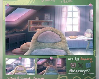 Habitación rosa sencilla - Fondo para VTubers Fondo para Twitch Superposición para Twitch Superposición para transmisión