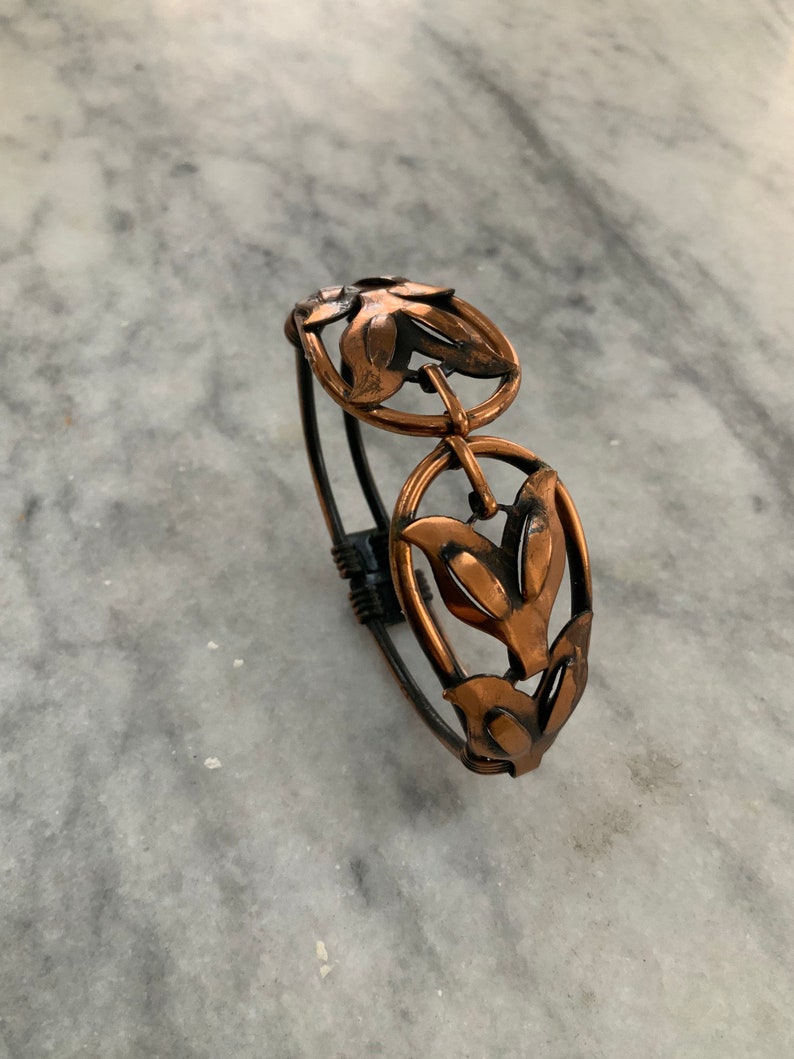 Vintage Burnished Copper Clamper Cuff Bracelet