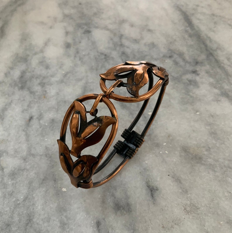 Vintage Burnished Copper Clamper Cuff Bracelet