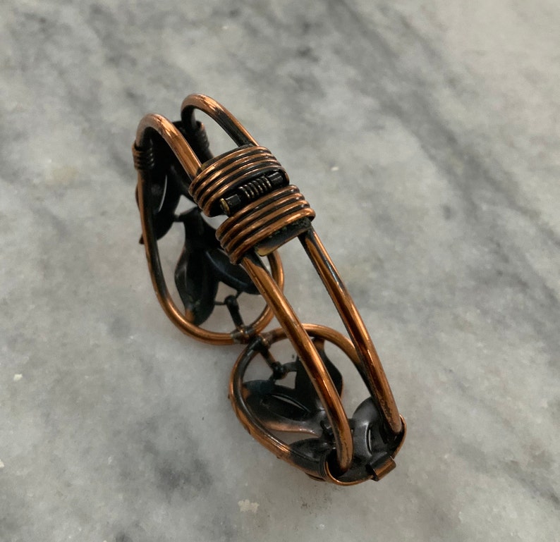 Vintage Burnished Copper Clamper Cuff Bracelet