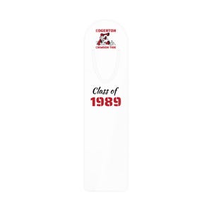 May include: White bookmark with a red and black mascot illustration and the text "Edgerton Crimson Tide" at the top. The text "Class of 1989" is printed in red below the mascot.
