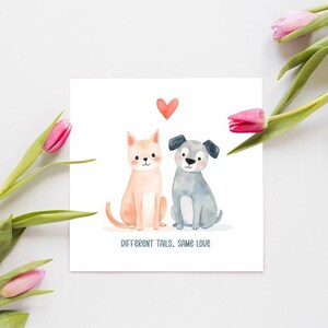 Afdrukbare Valentijnsdag dierenwenskaartenset | 40 minimalistische liefdeskaarten | Direct downloaden | Vierkant formaat | Met en zonder tekst