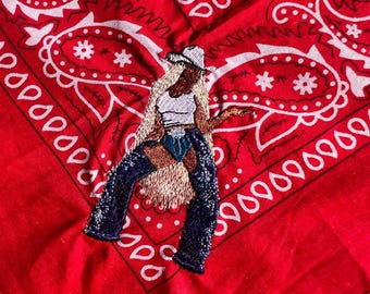 Embroidered Cowgirl Bandana | Rodeo Scarf | Made to Order