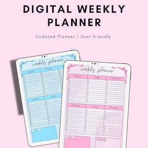 Digital Weekly Planner | Undated Weekly Layout | Aesthetic GoodNotes Planner | Weekly Planner | 3 Aesthetic Templates | Instant Download