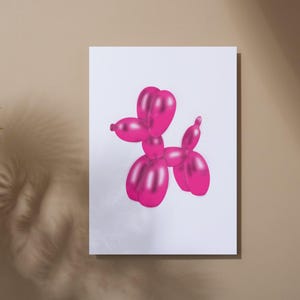 Poster con stampa di cane palloncino, download digitale, arte murale rosa
