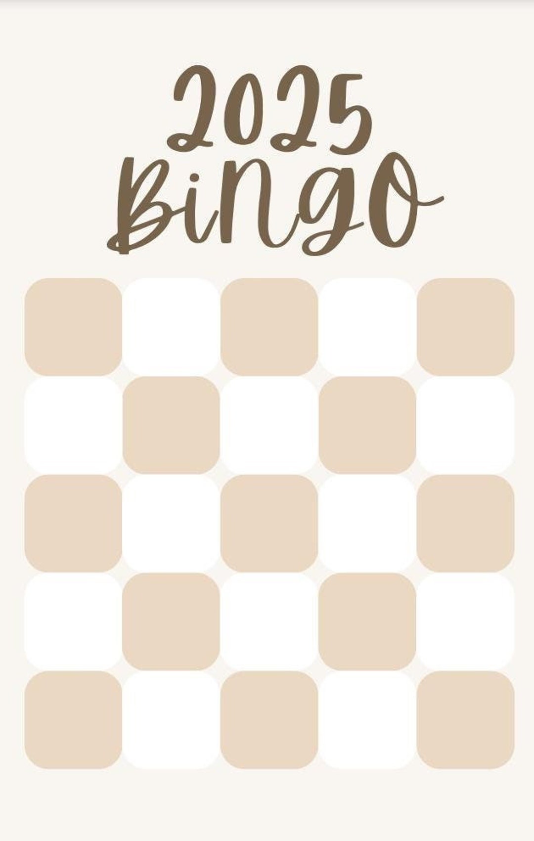 2025 Bingo Card beige or Blue - Etsy