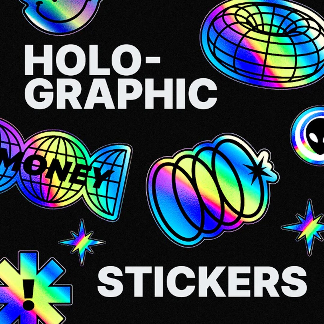 Holographic Business Stickers | Custom Shape Logo Decal, Shiny Rainbow ...