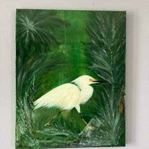 Original Hand-Painted Bird Painting – Acrylic Wall Art on Canvas, Perfect Painting for Nature or Nautical Home Decor
