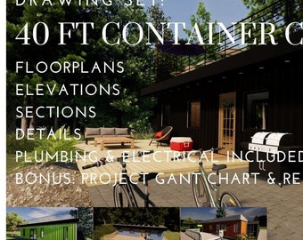 40x8 Shipping Container Home Plans PDF Tiny House Blueprint Set