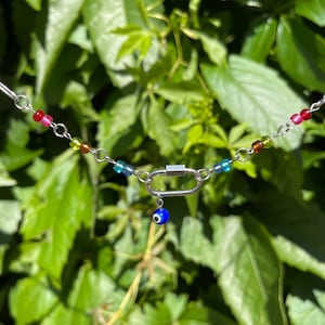 Evil Eye Charm Paperclip Chain Necklace - Stainless Steel