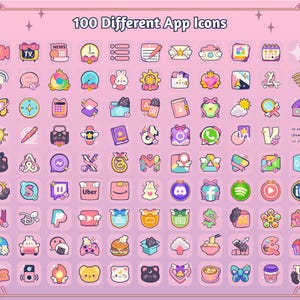 Magical Girl Bunny Cat App Icons Wallpaper Theme Pack, iOS iPhone Android Phone, Cute Dreamy Witch Cardcaptor Anime Digital Stickers Pink Coquette Sailor Moon Study