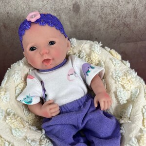 Dinosaurs Body Suit, Pants, and Headband for 8-9&quot; reborn baby doll, silicone baby doll, Handmade Doll Clothes, Outfit, OOAK