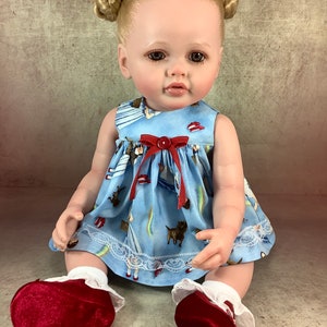 Wizard of Oz Sleeveless Dress and Bloomers Set for 18 to 19&quot; baby dolls, reborn dolls, play dolls, doll outfit, doll clothes, newborn size