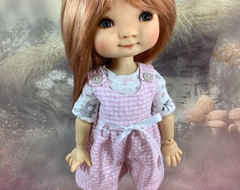 Pink Gingham & Bunnies Shorts Coveralls and knit body suit for Chubby YOSD sized BJD like My Meadow Dumplings Patti Tella Giggi