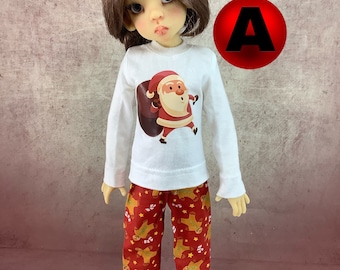 Christmas Shirt and Pants Sets or Pajamas for 43-45cm MSD BJD, Kaye Wiggs Layla, Talyssa, Maurice, and others.