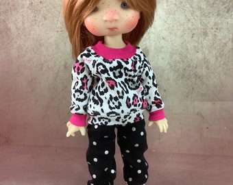Pink and Black Sweatshirt and Pants for Chubby YOSD sized BJD like 11” My Meadow Dumplings Patti Tella Giggi