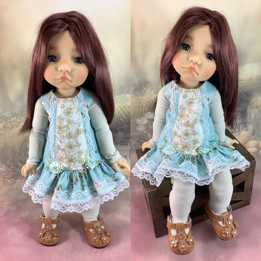 Promber Blue Floral Sleeveless Dress Set for 15 Toddler BJD Dolls Like ...