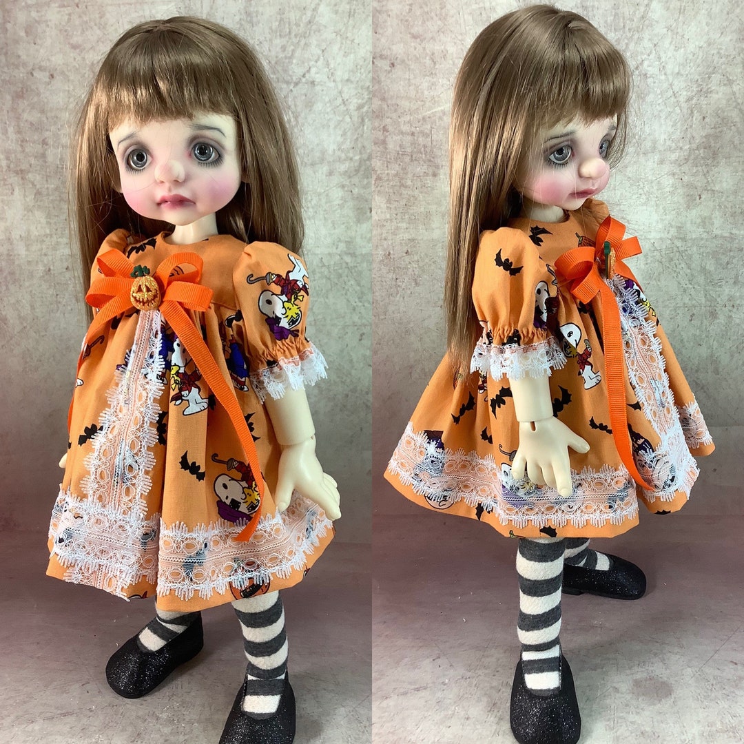 Halloween Peanuts Dress Set With Tights for 15 MSD BJD Beastie, Willie