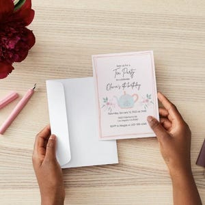 Kids Birthday Tea Party Invitation Digital Download Template- Fully ...